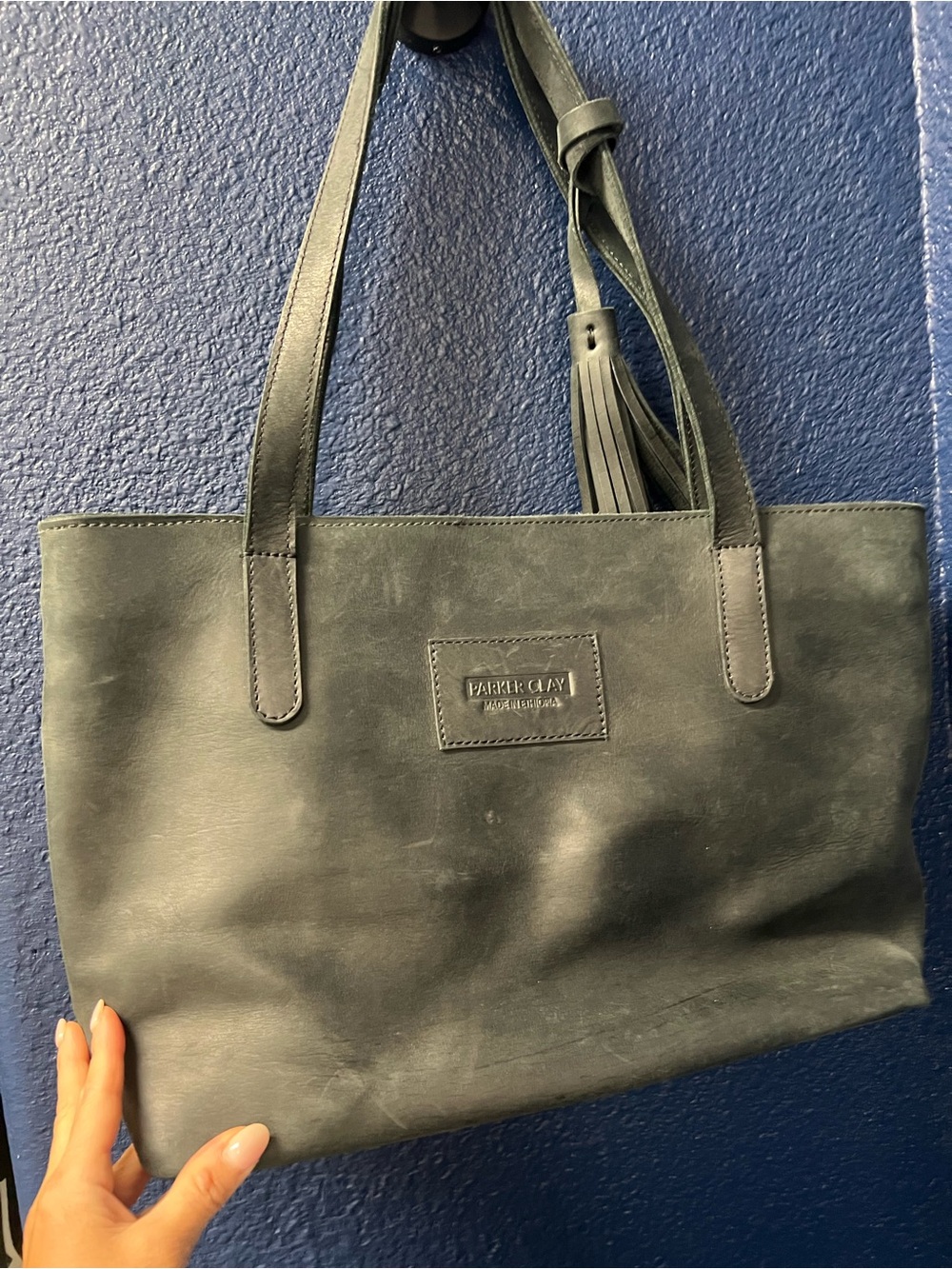 Parker Clay Black Leather Tote with Tassel